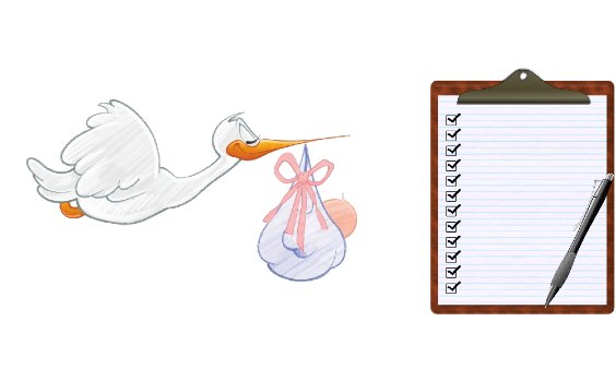 Storch mit Baby, Checkliste